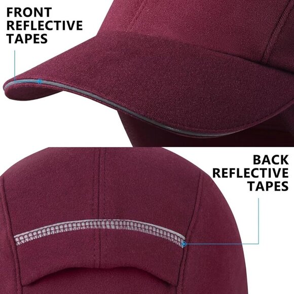 〽️Women\'s Wine Red Winter Reflective Fleece Ponytail Hat with Ear Warmers main image 6
